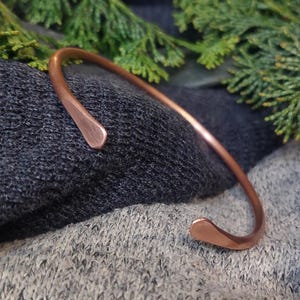 Set of Four Handmade Copper Bangle Bracelets: Minimalist Adjustable Design