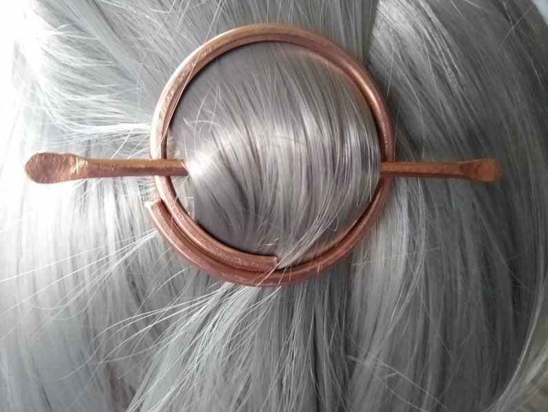 Minimalist Copper Hair Accessory Hair Pin Hammered Circle Etsy