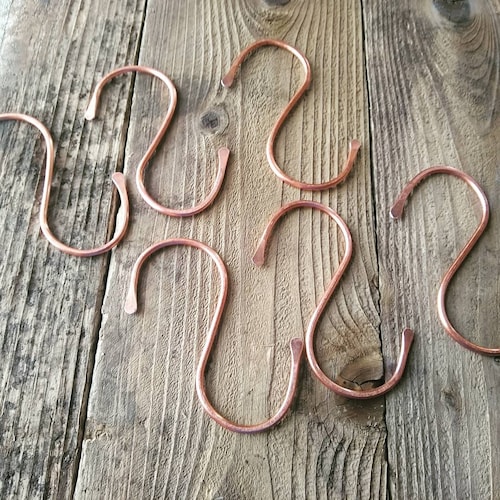 Set of 8 Hand Copper S Hooks Hangers Pot Rack Hooks Etsy