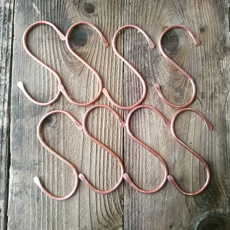 Set of 8 Hand Copper S Hooks Hangers Pot Rack Hooks Etsy