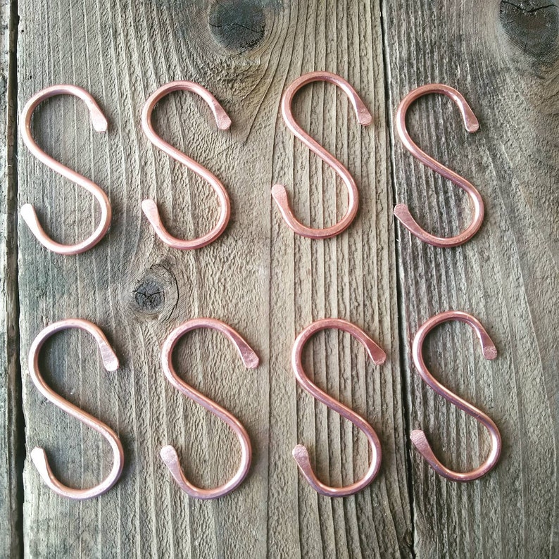 Set of 8 Small 2inch Copper S Hooks Hangers Pot Rack Etsy