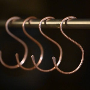 Hand Forged Solid Copper S Hooks: Pot Rack & Kitchen Hangers