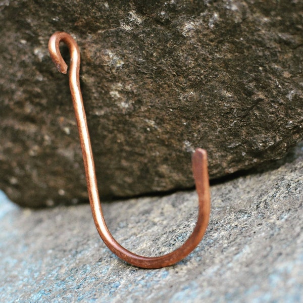 Copper J Pot Hooks, Copper Kitchen Hooks - Copper Wall Hook - Heavy Duty