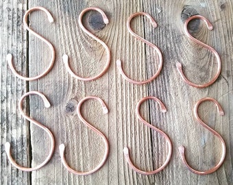 Juego de 8 ganchos en forma de S de cobre forjado a mano: ganchos para ollas de cocina