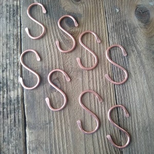 Hand Forged Copper S-Hooks (Set of 20): 2-inch Pot Rack Hangers