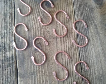Hand Forged Copper S-Hooks (Set of 20): 2-inch Pot Rack Hangers