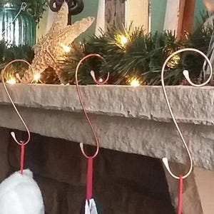 Hand Forged Copper Christmas Stocking Holder: Mantel Hook