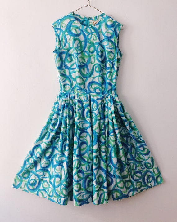 Blue Swirl Vintage Dress - image 1