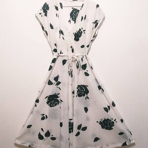 Vintage Black White Floral Dress image 3