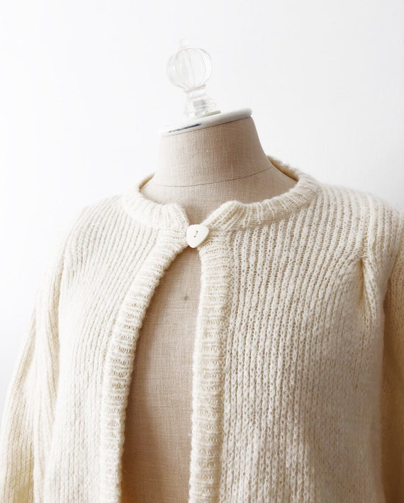 Vintage Cream Colored Wool Open Cardigan - image 2