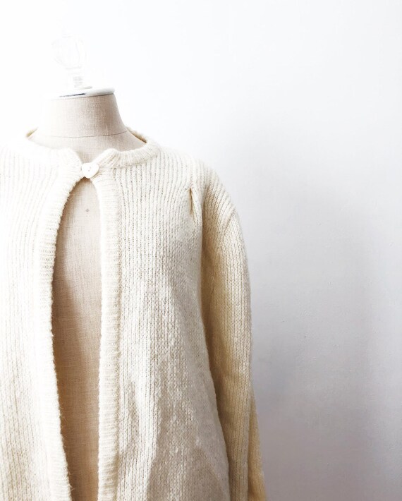 Vintage Cream Colored Wool Open Cardigan - image 5