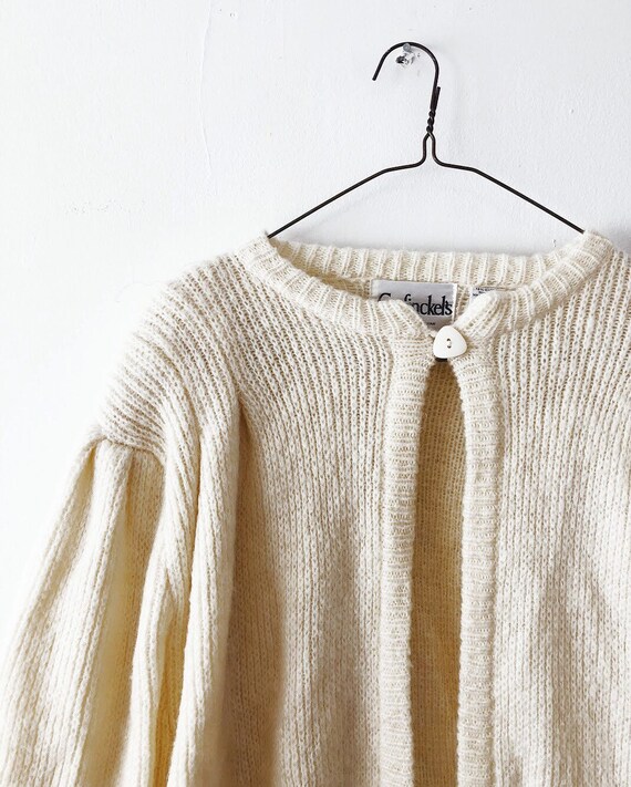 Vintage Cream Colored Wool Open Cardigan - image 3