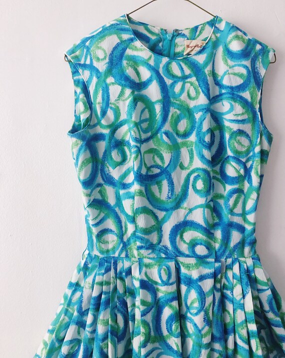 Blue Swirl Vintage Dress - image 3