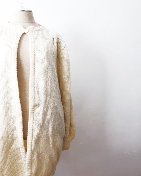 Vintage Cream Colored Wool Open Cardigan - image 6