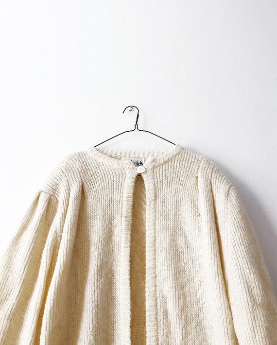 Vintage Cream Colored Wool Open Cardigan - image 4