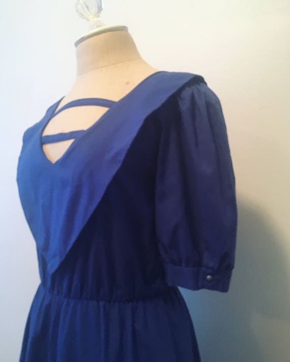 Vintage Royal Blue Detailed Dress - image 3