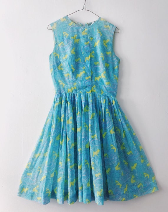 Vintage Blue Paisley Patterned Dress