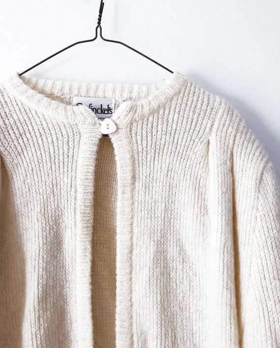 Vintage Cream Colored Wool Open Cardigan - image 7