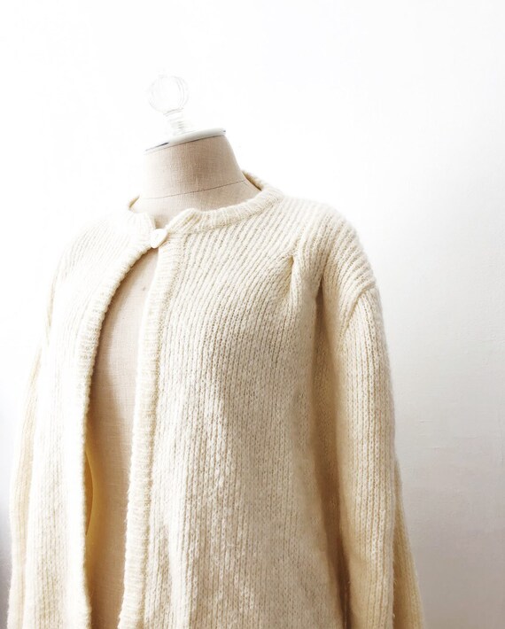 Vintage Cream Colored Wool Open Cardigan - image 9