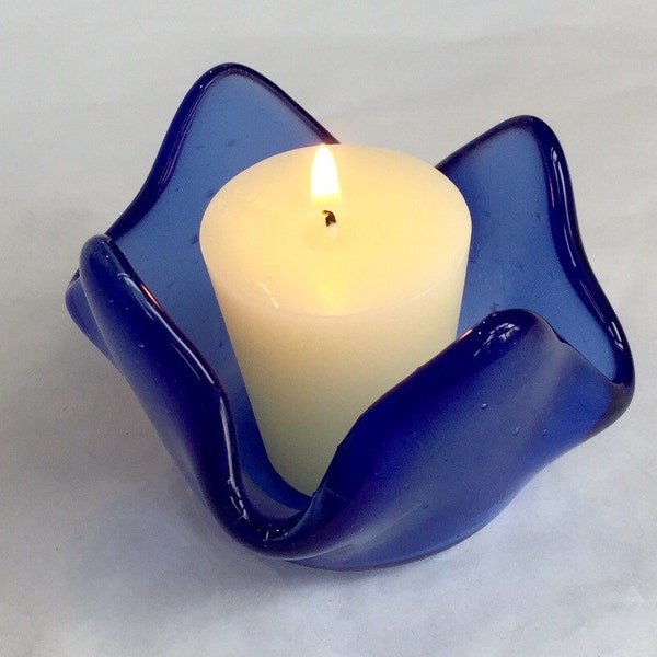 Best Gift Mom, Glass Wedding Decor, Votive Candle Holder, Fused Glass Creation, Tealight Holder, Small Candle Holder, Glass Art