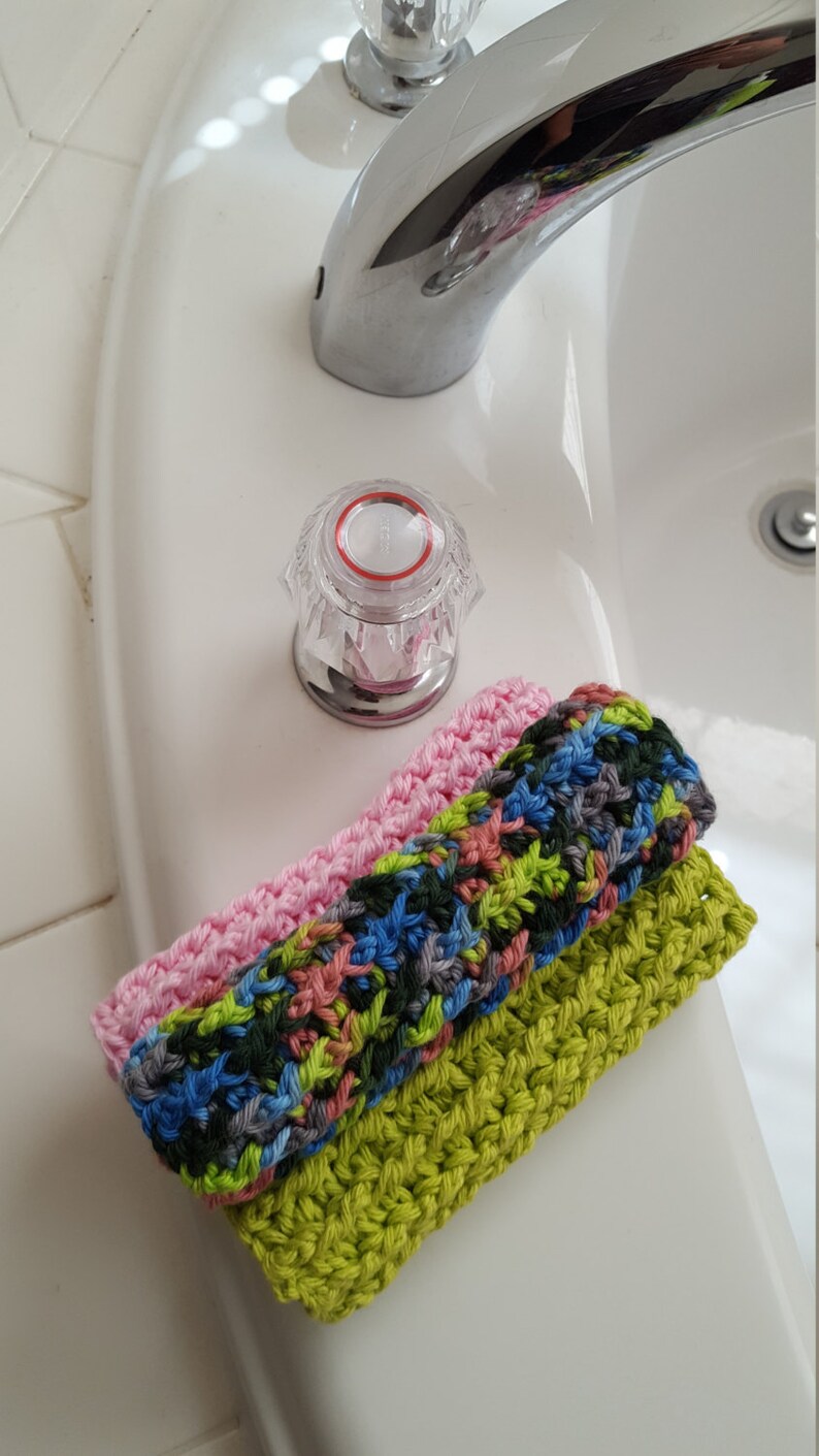 3 6 Handmade Crocheted Bath Cloths Etsy