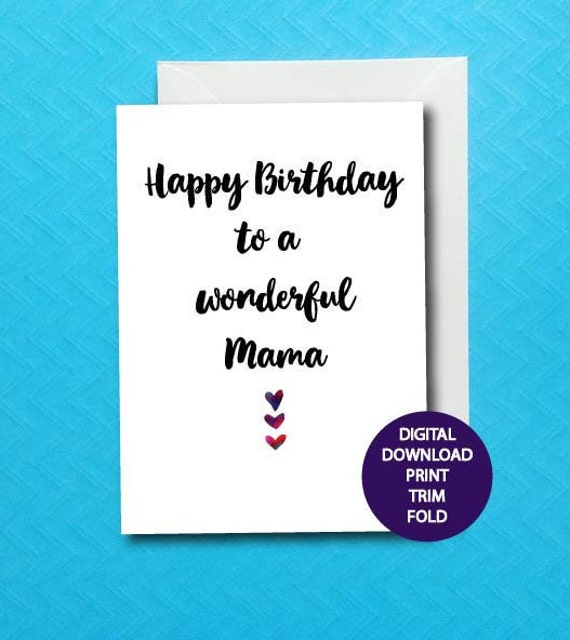 Happy Birthday Mama Card Printable Mama Birthday Card Etsy