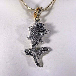 Vintage Nolan Miller Rhinestone Flower Charm w/ Gold Filled Snake Chain - Rhinestone Flower Charm / Necklace - Multi-purpose Charm Necklace
