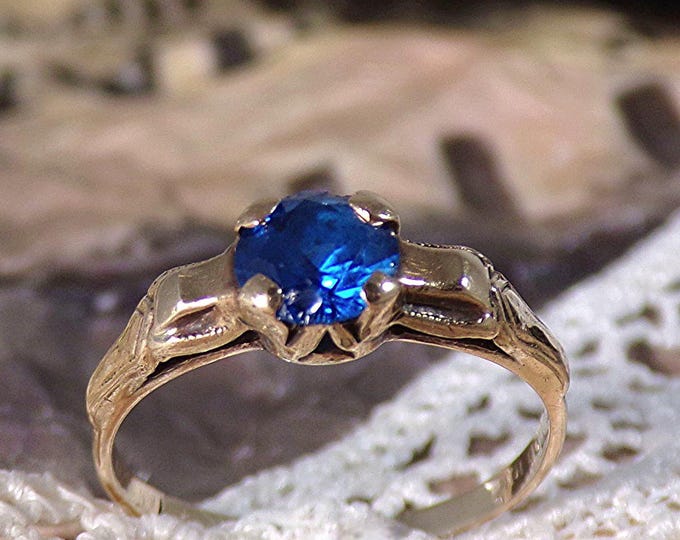 Antique Titanic Ring - Ostby & Barton - Blue Spinel – 10K Gold – Circa 1910