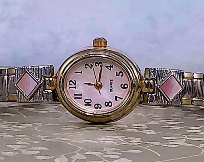 Women’s Watch – Vintage Watch by M.Z Berger & Co., Inc. with Mother of Pearl Pink Accents - Analog – Quartz – Japan Mvmt – WS43B 187 PC21