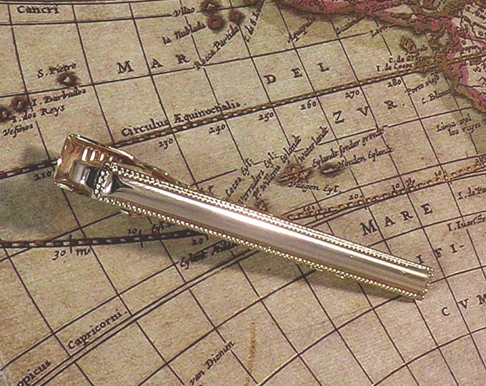Tie Clip - Gold Tone Brass - Bar Style - Vintage