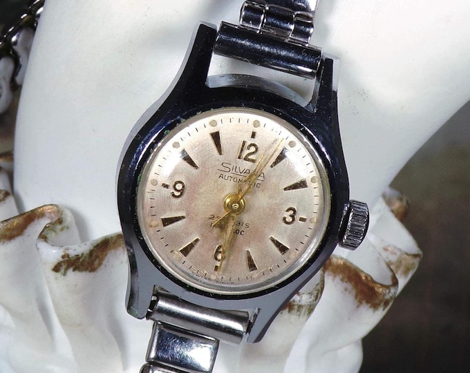 Womens Wrist Watch – Sylvana Automatic Incabloc Wristwatch – 25 Rubis – Swiss Made – Midcentury Watch – Stainless Steel Band – Vintage Watch