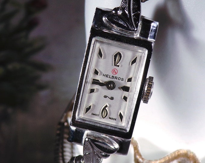 HELBROS Silver Tone Mechanical Women’s Wrist Watch, Analog Wristwatch, Swiss Made, Circa 1960s, Vintage Wrist Watch