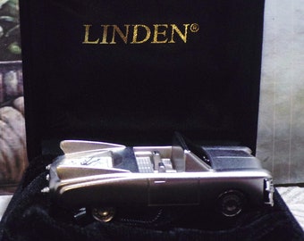 Vintage Miniature Clock - LINDEN Clock – Silver CADILLAC Car Clock – Japan Movement – Quartz Desk Clock - Collectible Clock - (NOS)