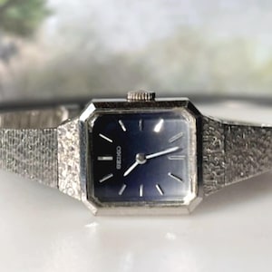 Vintage Seiko Mechanical Watch: White Gold Plated, Indigo to Grey Dial