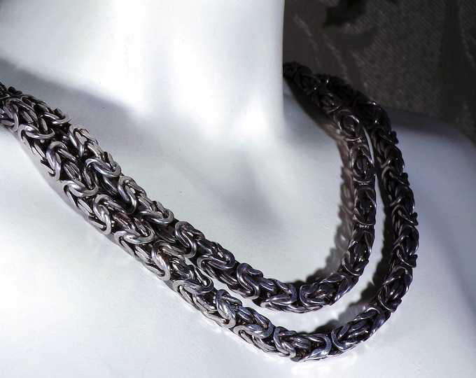 Italian Byzantine Sterling Silver Chain, Bali Chain, 26” Inches Long, 3.5mm Wide, Man’s Chain, Women’s Chain, Unisex Chain, Vintage Chain