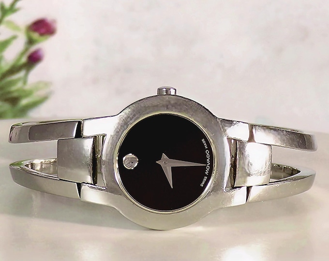 Movado Amorosa Watch – Signature Museum Dial – Dauphine Hands - Bangle Wristband Sapphire Crystal – Analog – Swiss Made - Vintage