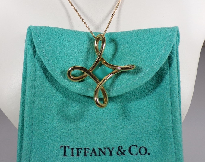 Gold Cross Necklace - Tiffany & Co 18K Yellow Gold Elsa Peretti Cross Infinity Necklace – Signed Designer Necklace – 750 Gold – Vintage