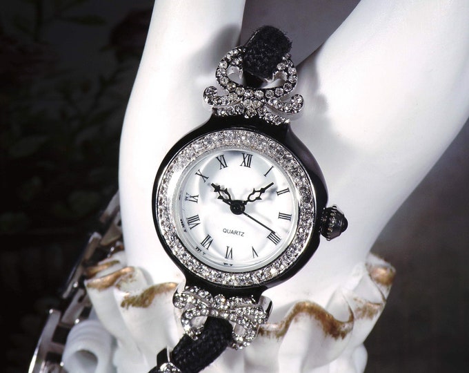 Metropolitan Museum of Arts French Victorian Austrian Crystals Encrusted Womens Evening Wrist Watch, MMA Reproduction, Vintage Watch