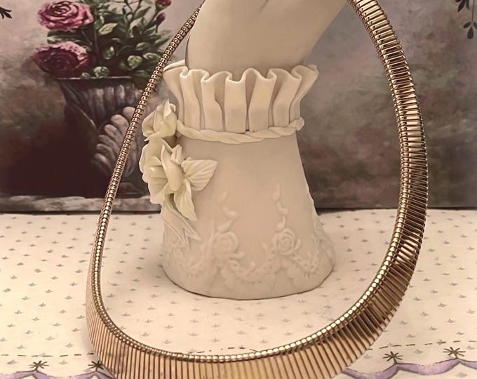 Vintage Park Lane Omega Choker: Gold Tone Retro Statement Necklace