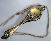 KREMENTZ Art Nouveau Gold Gilt Sterling Silver Lorgnette Pendant, Beautifully Engraved Elegant Flowers, Antique Lorgnette, Vintage Lorgnette