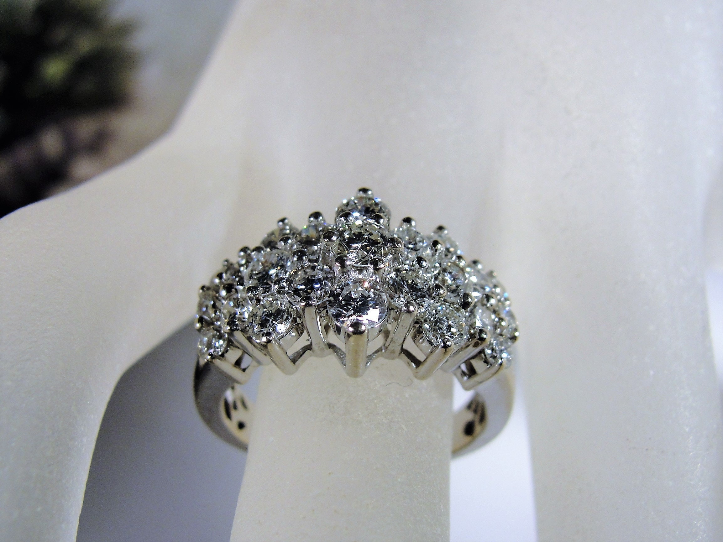 Reserved for Veronica 14K White Gold 5 Diamond Flower Cluster Band