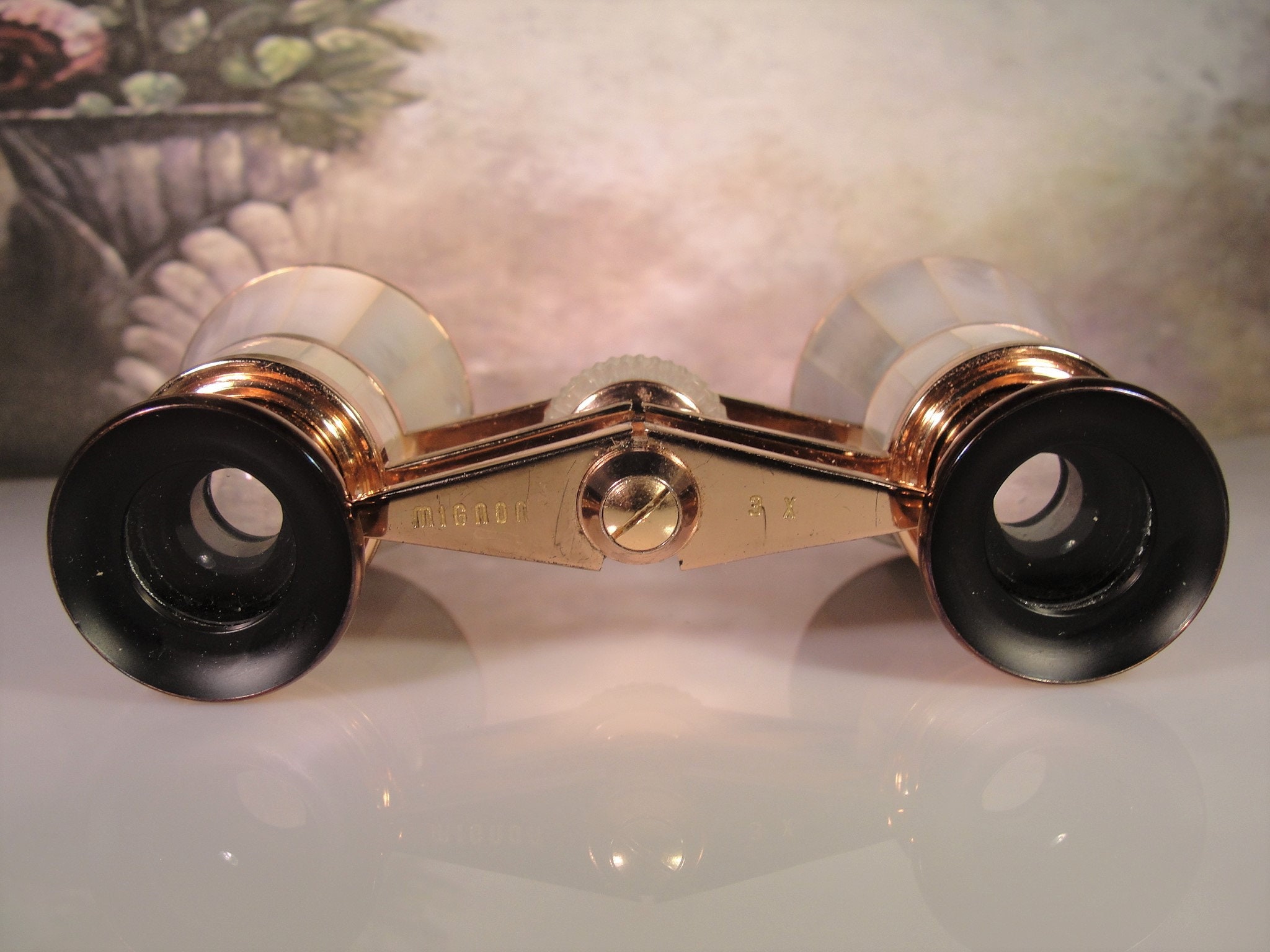 Opera Glasses, MIGNON Rose Gold Mother of Pearl Opera Glasses, Vintage Opera Glasses Collectible