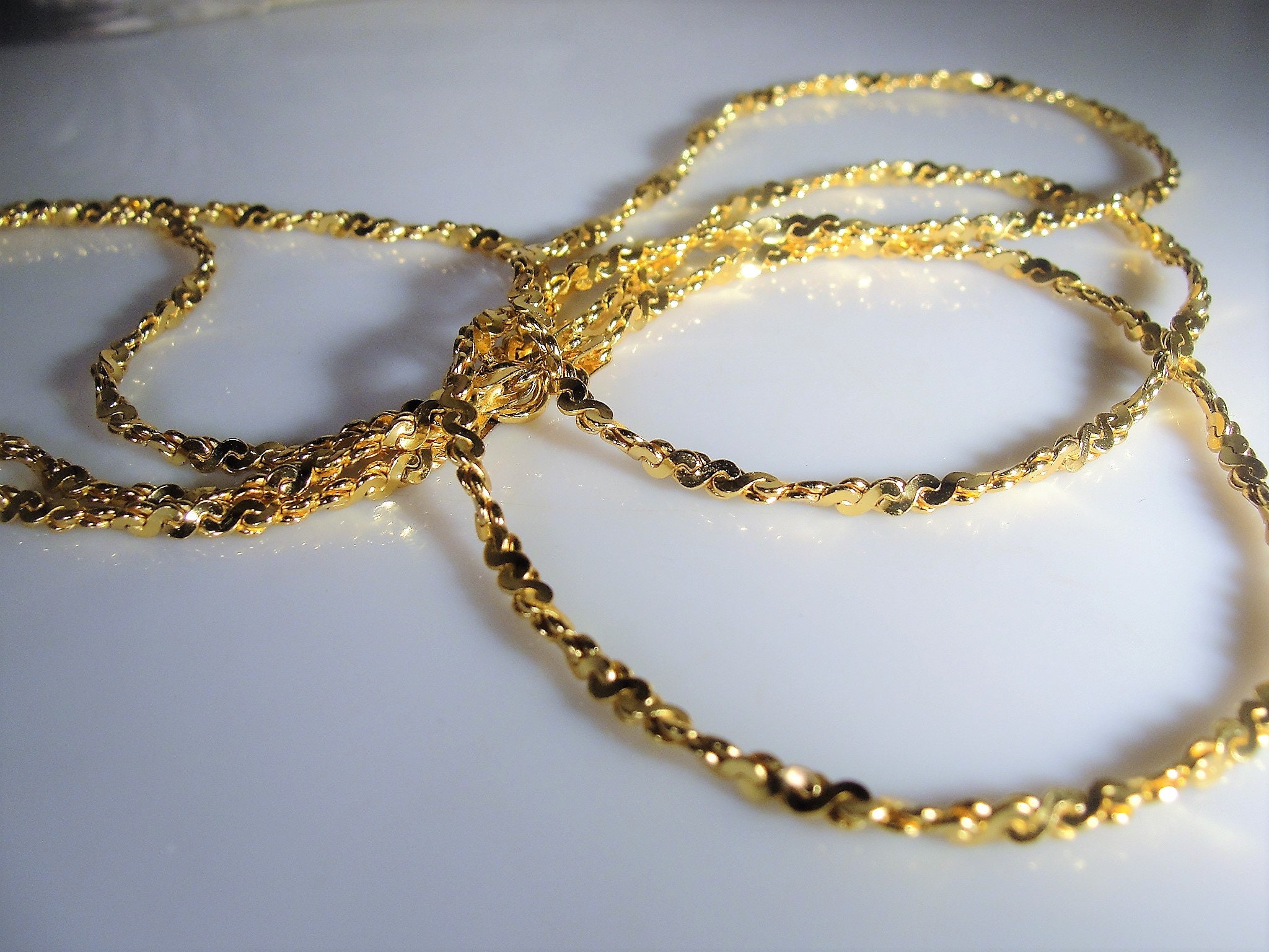 Italian Double Strand Gold Vermeil Chain Necklace, Dual Chain Necklace