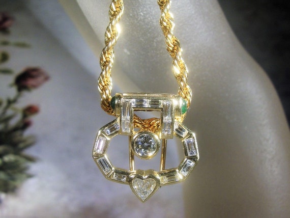 Dress Clip, Vintage 18K Gold Genuine Diamond and … - image 1