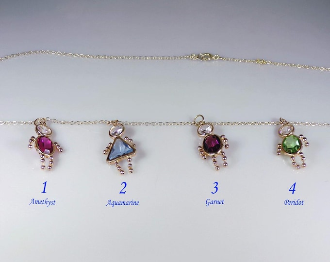14K Gold Charms – 14K Yellow Gold Cubic Zirconia People Charms – Child Like Charms – We Are The World Charms – Vintage Charms
