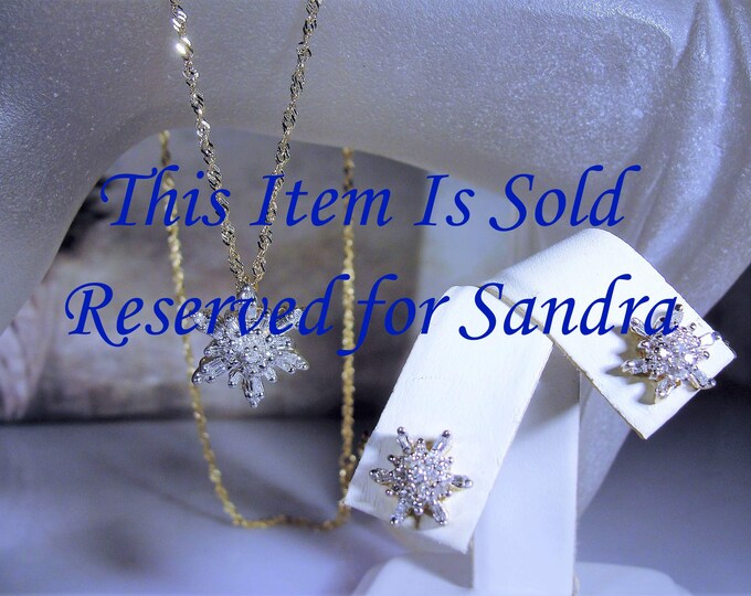 Reserved for Sandra - 6th Final Payment: Jewelry Set - 14K Yellow Gold Genuine Diamond Necklace and Earrings Jewelry Set