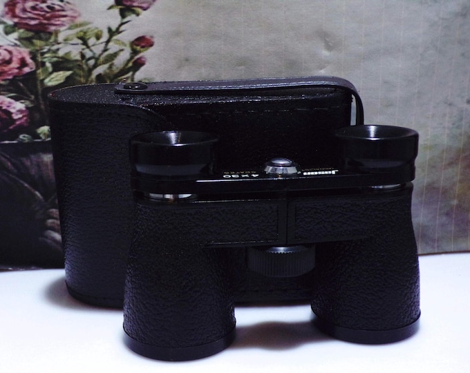 Miniature Binoculars - Vintage JASON Black Leather Miniature Opera Glasses & Matching Leather Case - Sports Glasses - Field Glasses