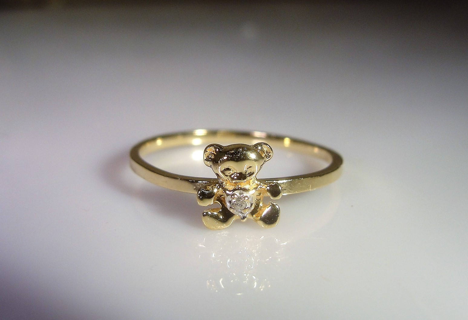 10K Diamond Ring, Teddy Bear Diamond Ring, Gold Teddy Bear Ring, Promise  Ring, Diamond Gold Ring, Teddy Bear Ring, Vintage Ring, Size