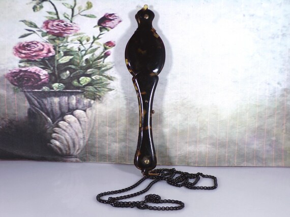 Antique Edwardian Tortoise Shell Lorgnette Opera … - image 5