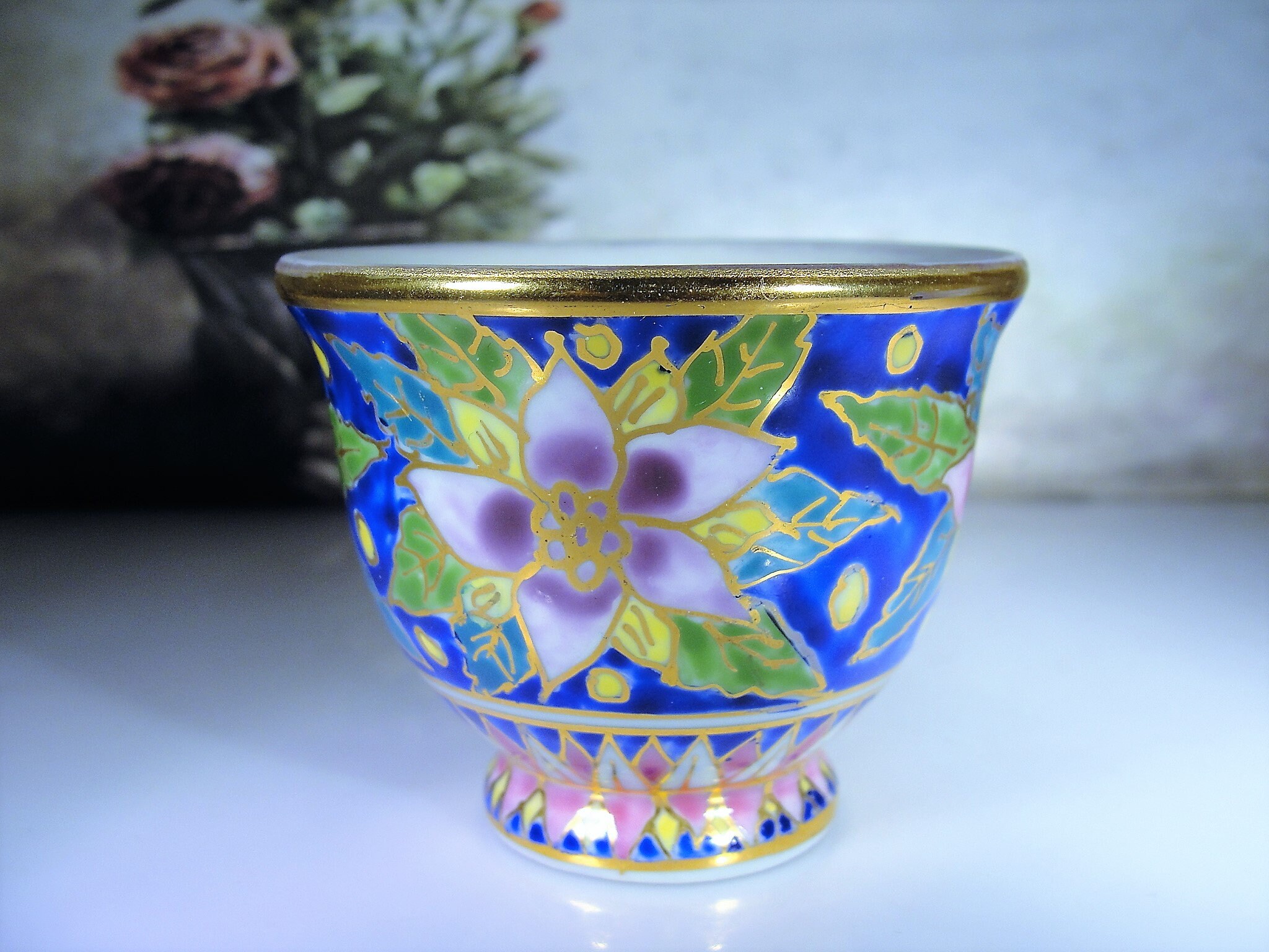 Moroccan Style Hand Painted Cloisonné Porcelain Ginger Jar, Cloisonné Trinket Box, Mini